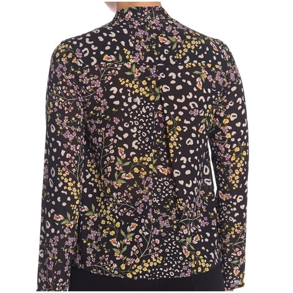 New Rachel Roy Collection January Floral Wrap Blouse Top Size XS Black Pink - Picture 2 of 7